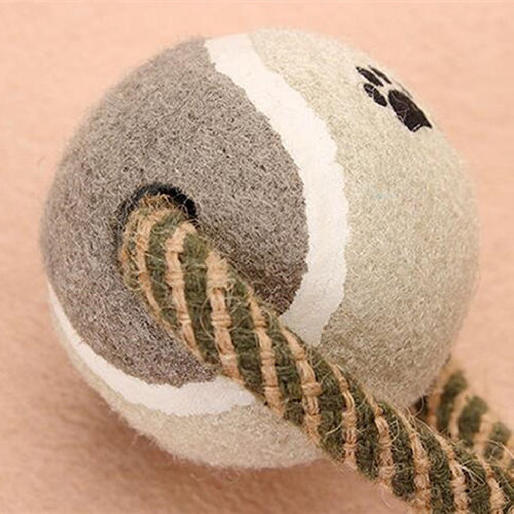 Pet Dumbbell Rope Tennis Ball Chew Toys Teeth Cleaning - Minihomy