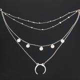 European Bead Multilayer Moon Pendant Winter Sweater Chain Alloy Jewelry