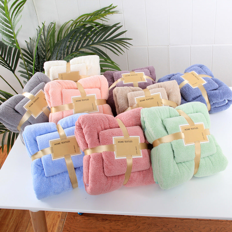 Coral fleece bath towel set - Minihomy