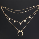 European Bead Multilayer Moon Pendant Winter Sweater Chain Alloy Jewelry