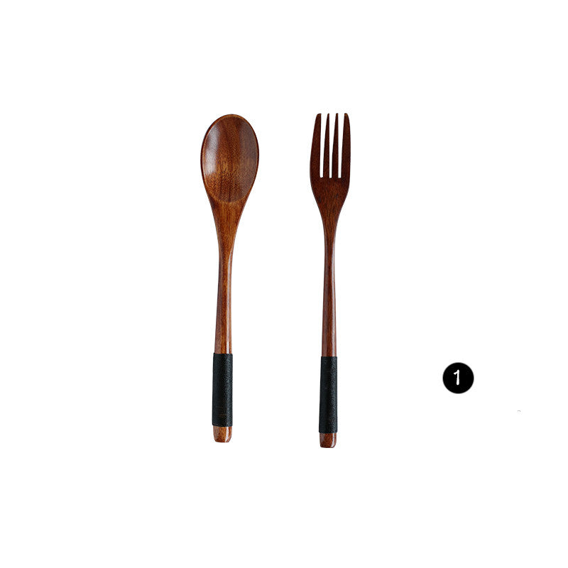 Japanese Style Wooden Bamboo Spoon Fork Cooking Utensil - Minihomy