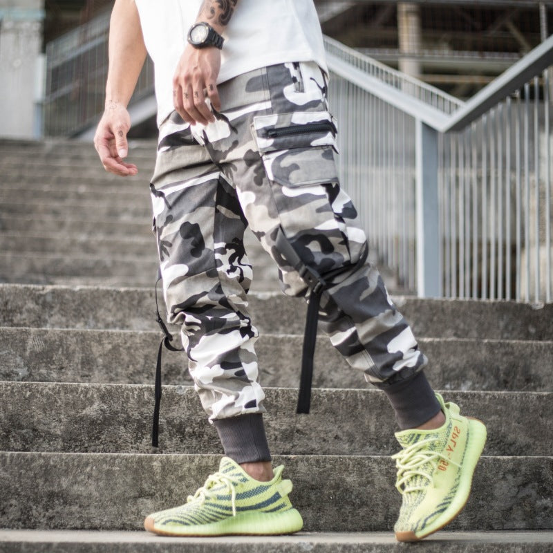 Multi-pocket tooling trousers loose camouflage casual Men's pants