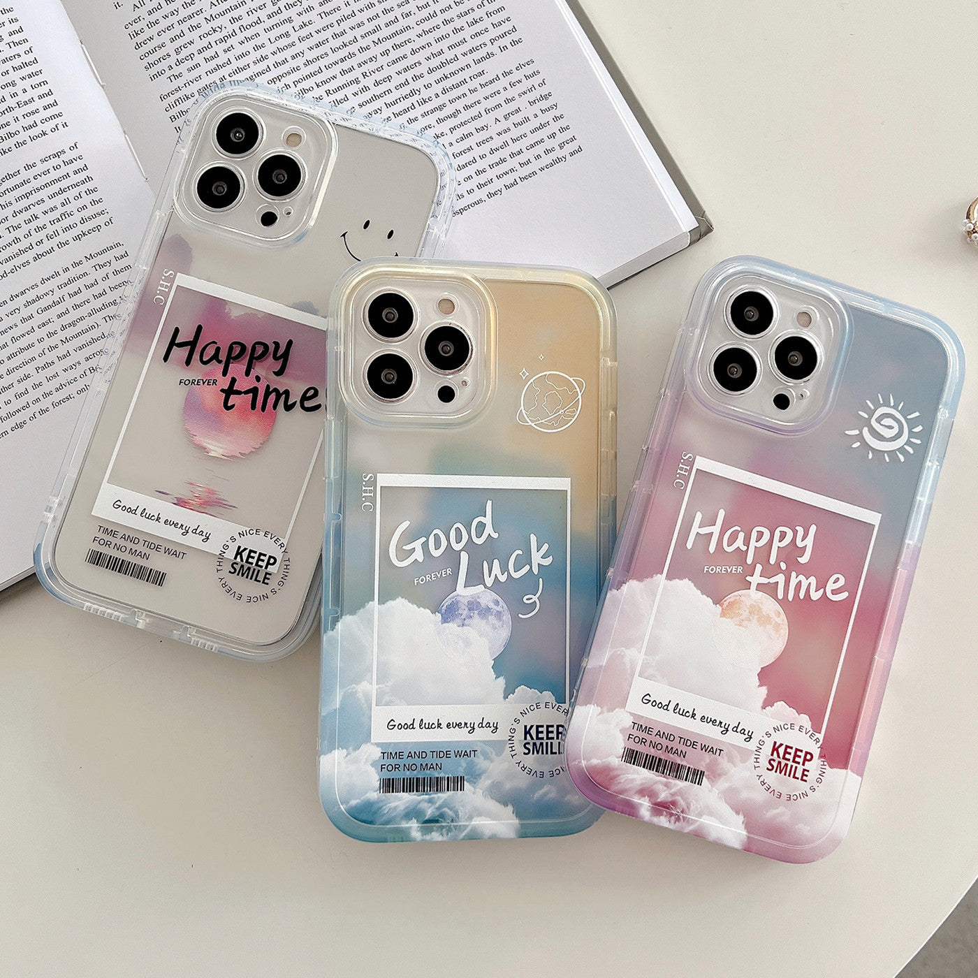 Gradient Transparent Color Cloud Letter Mobile Phone Case