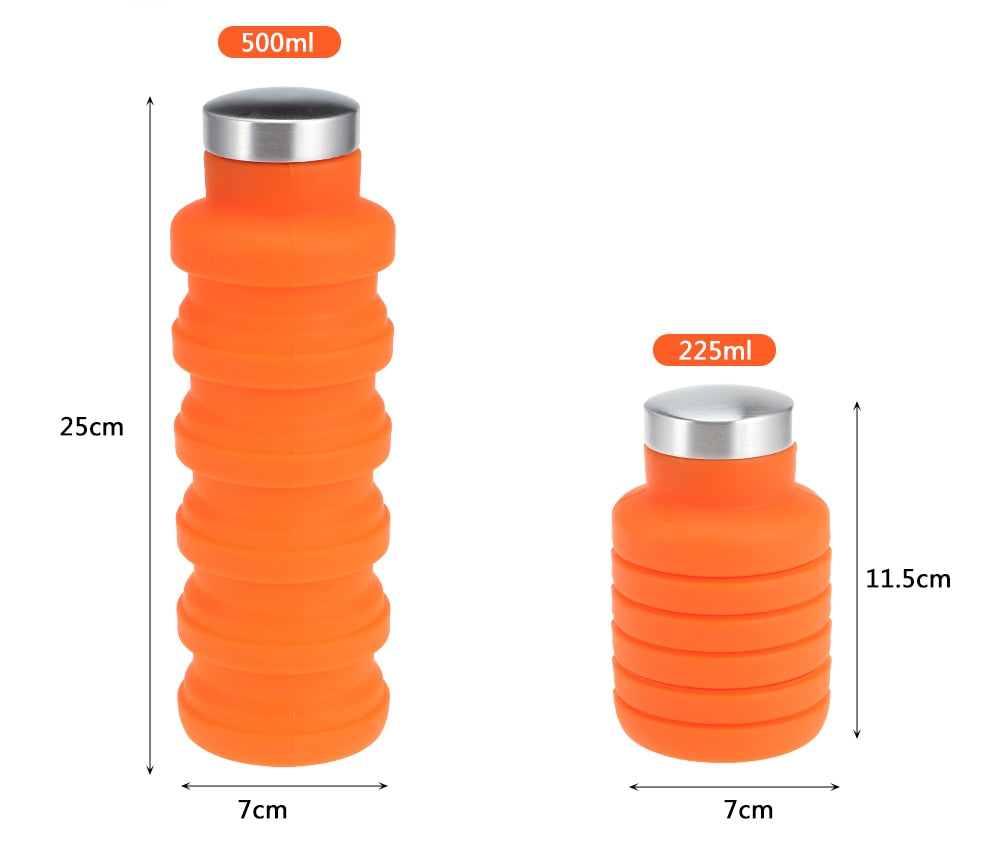 500ML Portable Silicone Water Bottle Retractable Folding Coffee Bottle Outdoor Travel Drinking Collapsible Sport Drink Kettle - Minihomy