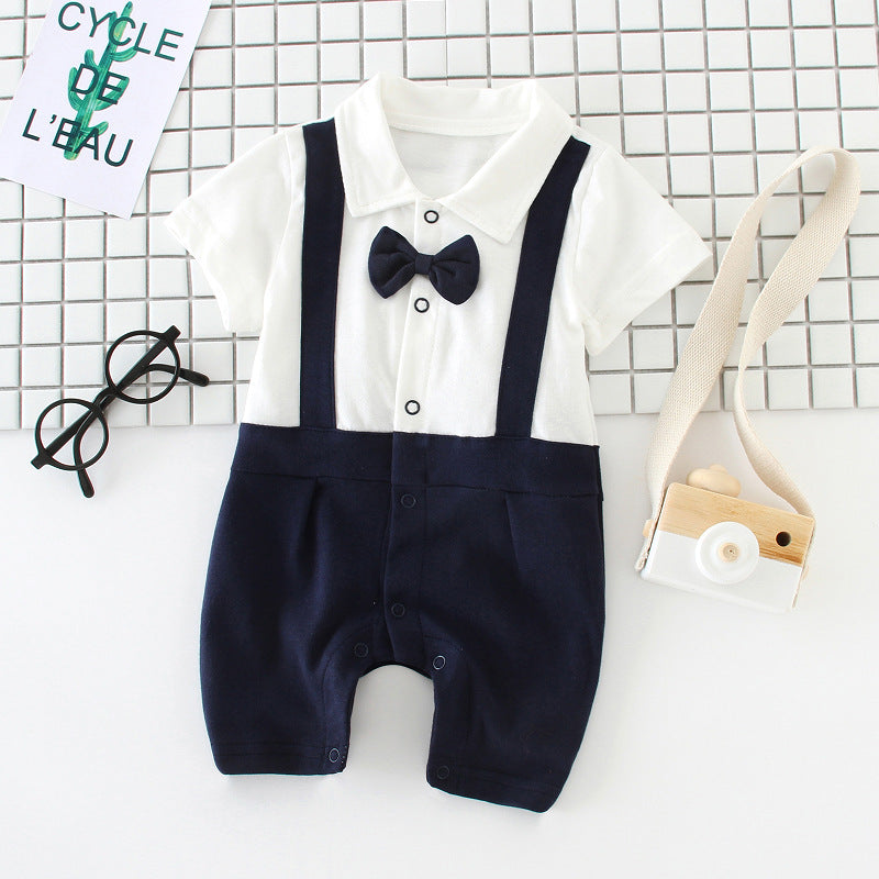 Baby bow gentleman climbing suit - Minihomy