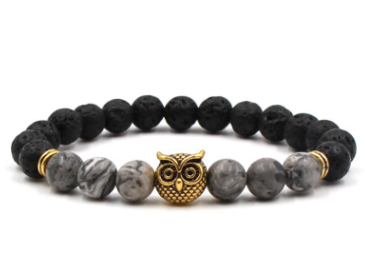 8mm natural stone black lava volcanic stone bracelet