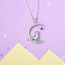 925 Silver Moon Cat Korean Trendy Topaz Pendant