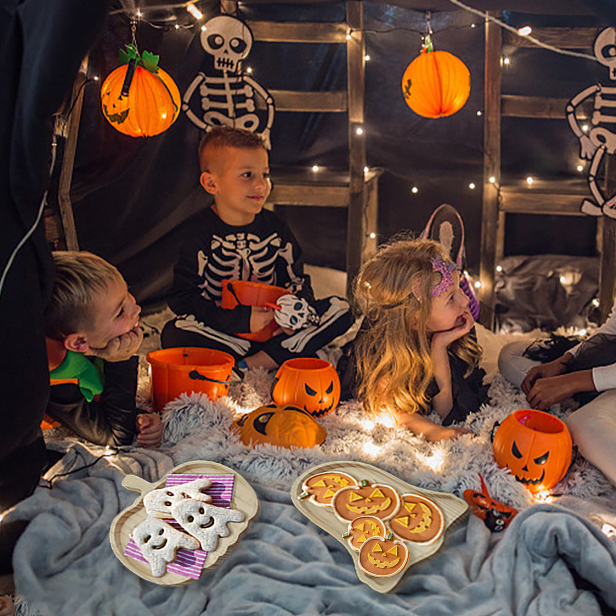 Halloween Wooden Pumpkin Tray Home Decor - Minihomy