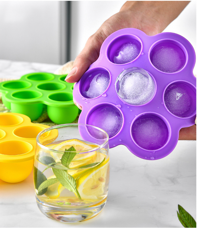 Kitchen Summer Home-Made Ice Cream 7-Hole Silicone Popsicle Multifunctional Ice Tray Mold