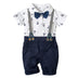 Baby Boy Gentleman Clothes Printed Triangle Romper - Minihomy