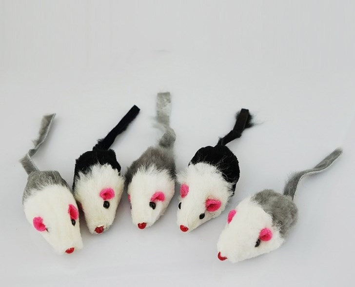 Cat toy cat fake mouse toy tiantian cat rabbit skin mouse (5 packs) funny cat toy - Minihomy