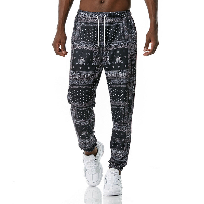 Men pants Paisley Print Lightweight Polyester Workout Joggers Sweatpants - Minihomy