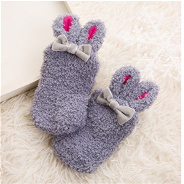 Winter Coral Fleece Baby Girls Socks Newborn Soft Cute Rabbit Baby Socks