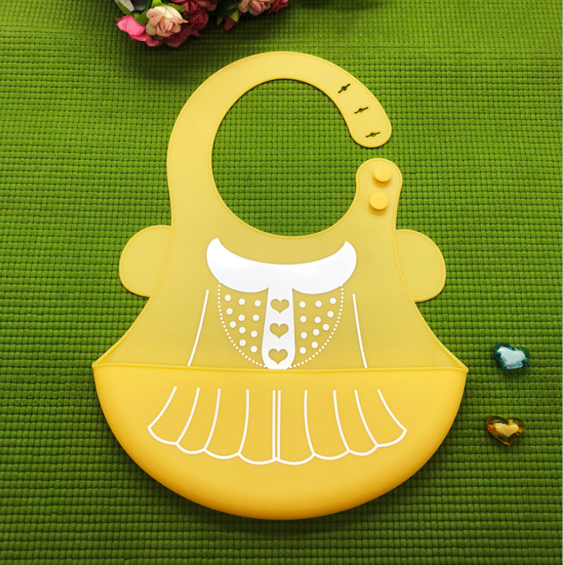 Baby food grade silicone food meal pockets Children's dinner pockets Waterproof disposable cartoon bibs