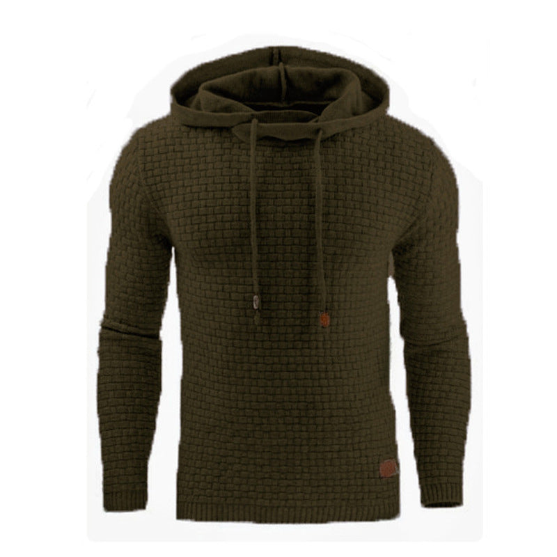 Men's Jacquard Sweater Long-sleeved Hoodie Warm Color Hooded Sweatshirt