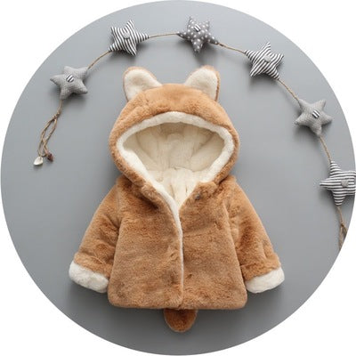 Cute Cat Ears Plush Baby Jacket - Princess Girls Coat