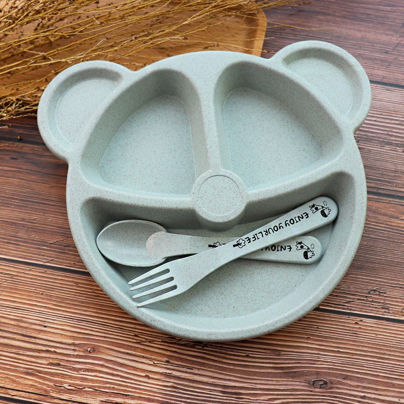 Baby Bowl Spoon  Fork Feeding Food Tableware Cartoon Panda Kids Dishes Baby Eating Dinnerware Set Anti-hot Training Bowl Spoon