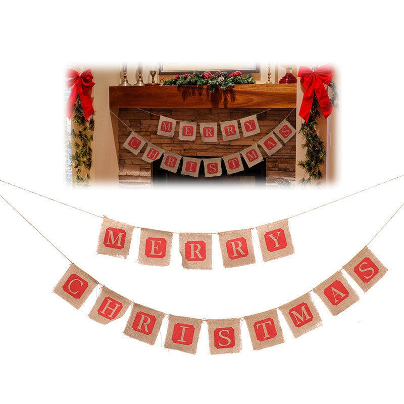 Merry Christmas sackcloth flag Christmas banner decoration