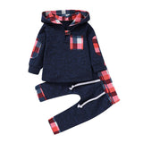 Multicolor Embroidery Plaid Plush Hoodie Suit