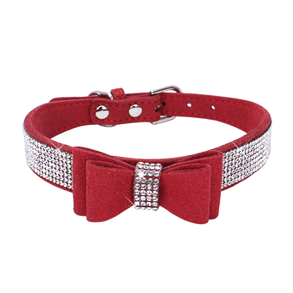 Rhinestone Bow Pet Dog Collar Leash - Minihomy