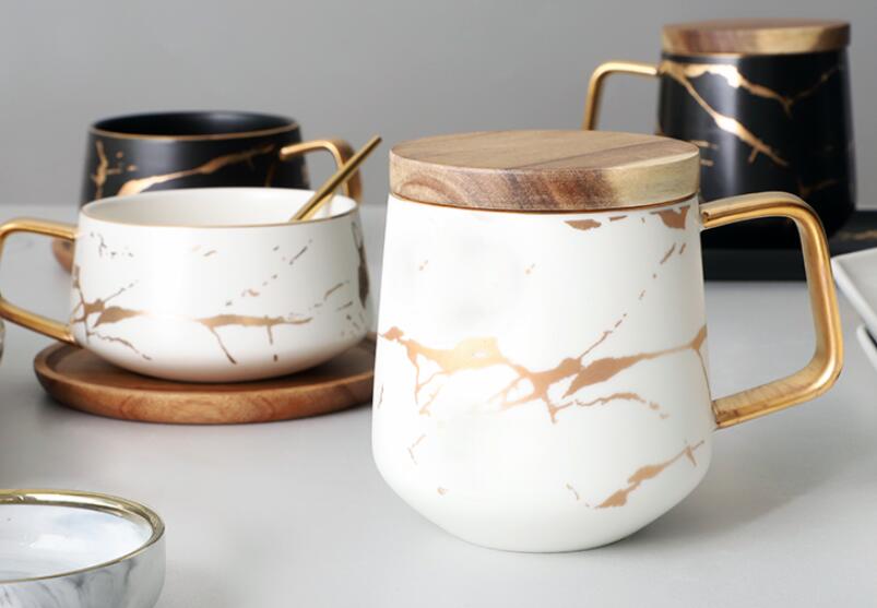 Creative Fresh Nordic Style Marble Matte Gold Ceramic Cup - Minihomy