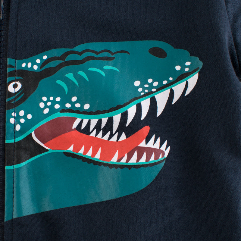 Children's Hoodie Clothes Kids Boys Girls Cotton Zipper Dinosaur Cartoon Coat Casual Sweatshirt