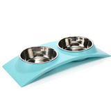 Pet Dog Bowl Puppy Cat Bowl Water Food Storage Feeder Non-toxic PP Resin Stainless Steel Combo Rice Basin 3 Colors