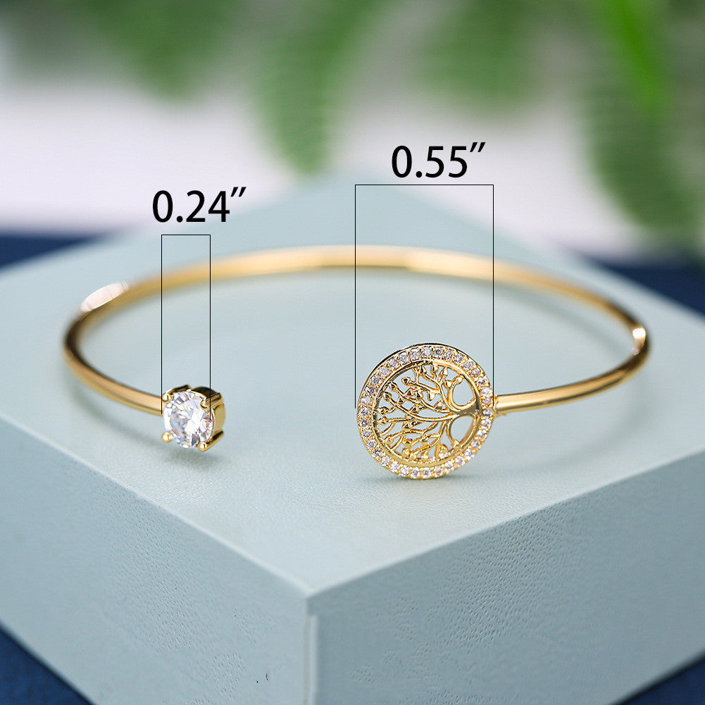 Gold Hope Tree White Diamond Bracelet Women Elegant Retro Style Jewelry - Minihomy