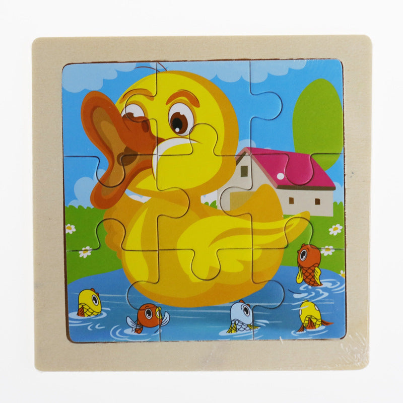 Kids Wooden Toys Vehicle Animal Jigsaw Puzzle Baby Early Learning