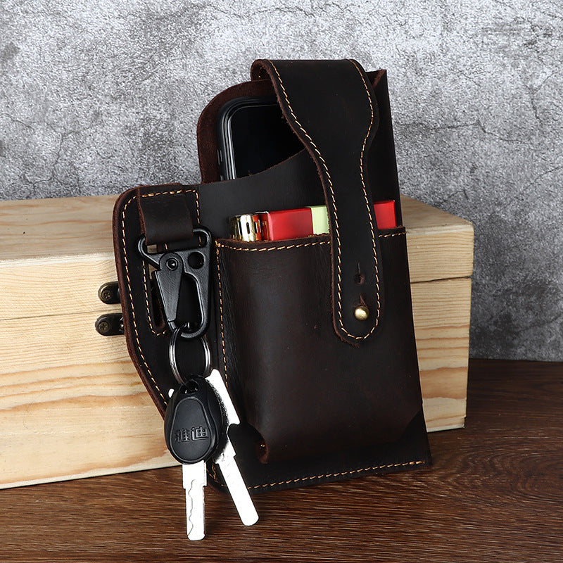 Men's Retro Leather Phone Hanging Belt Bag