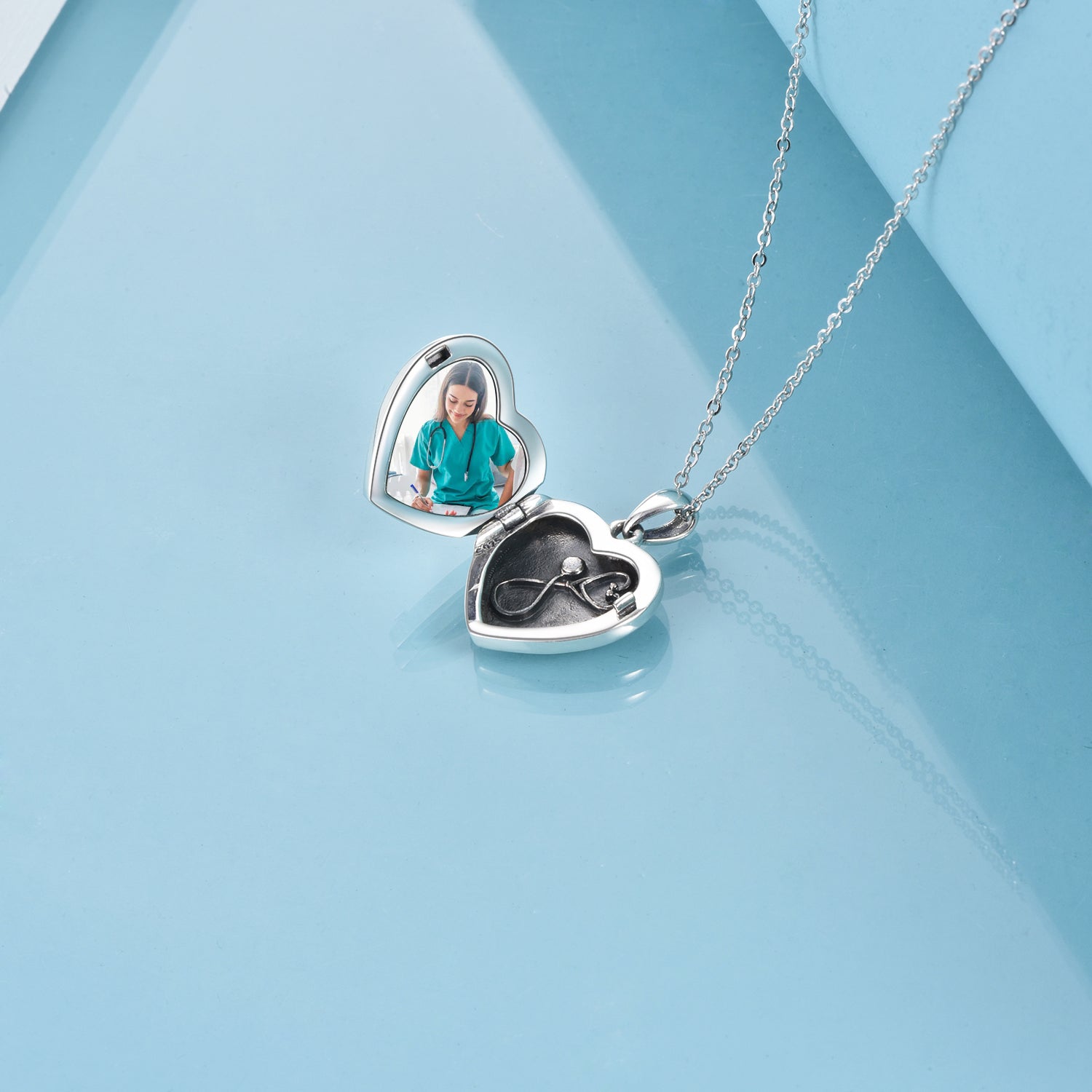 Nurse Necklaces Medicine Stethoscope Heart Shaped Locket Necklaces  Engraved  She Believed she Could so she did on The Pendant Back - Minihomy