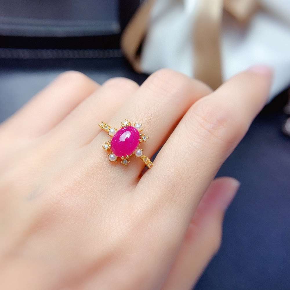 Crystal Natural Burmese Ruby Set Ring Pendant Crystal - Minihomy