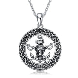 Anchor Necklace Sterling Silver Irish Celtics Caribbean Aztec Pirates Skull Pendant Necklace Jewelry - Minihomy