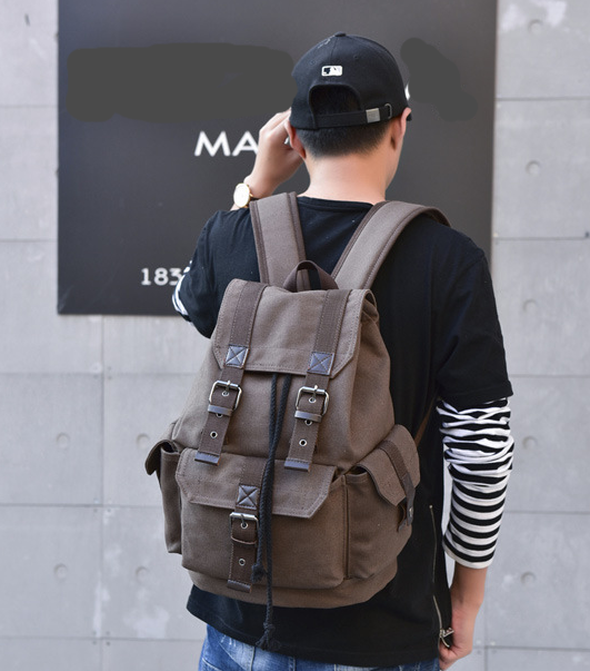 Influx street canvas backpack unisex backpack retro leisure travel bag large capacity bag - Minihomy