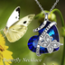 Butterfly Necklace for Mom Sterling Silver Heart Crystal Jewelry - Minihomy