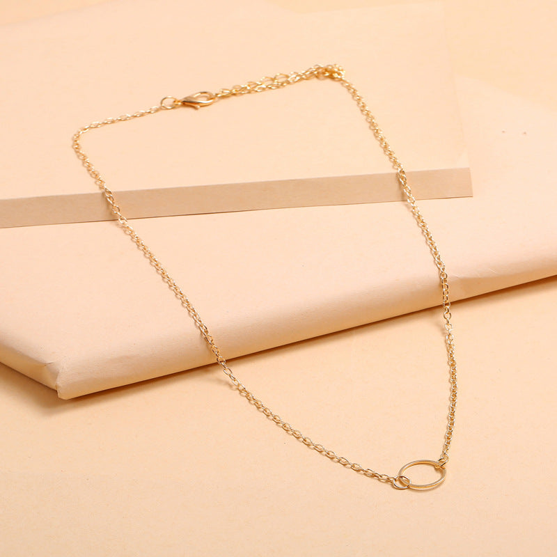 Small Circle Pendant Clavicle Chain - Minihomy