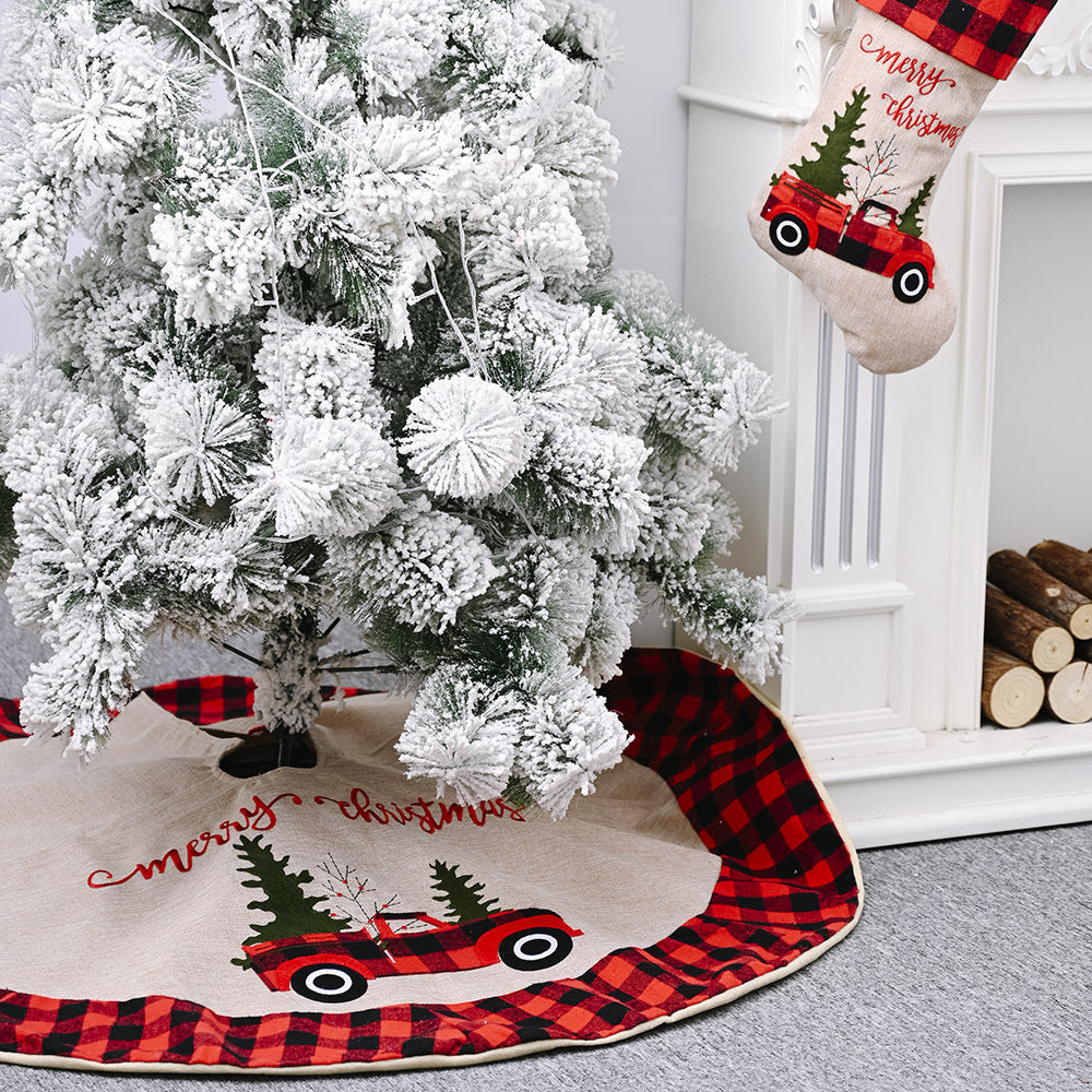 Linen Tree Skirt Car Christmas Tree