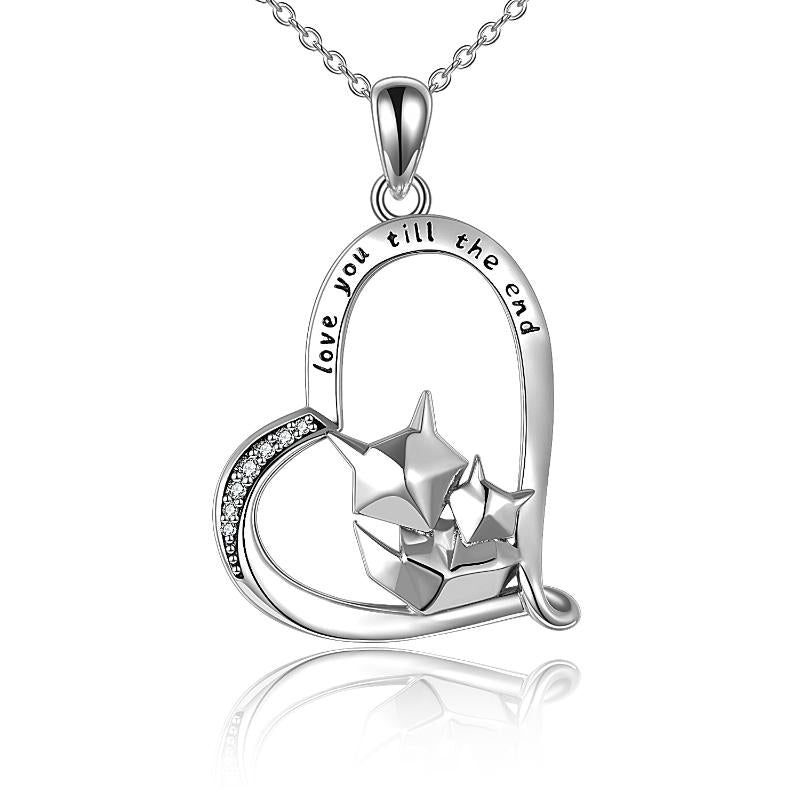 Sterling Silver Fox Heart Pendant Necklace For Women