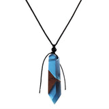 Retro item imitation natural stone leather chain pendant irregular mahogany solid wood personality pendant