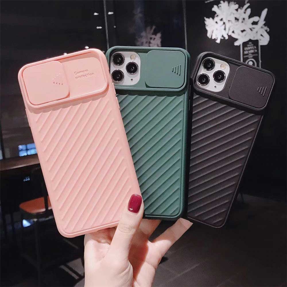 Slide Camera Lens Protector Phone Case Soft Silicone Cover