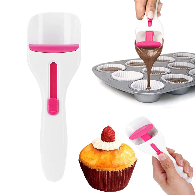 Cake Batter Scoop Can Push Labor-saving Cupcake Spoon Chocolate Sauce Batter Measuring Spoon - Minihomy