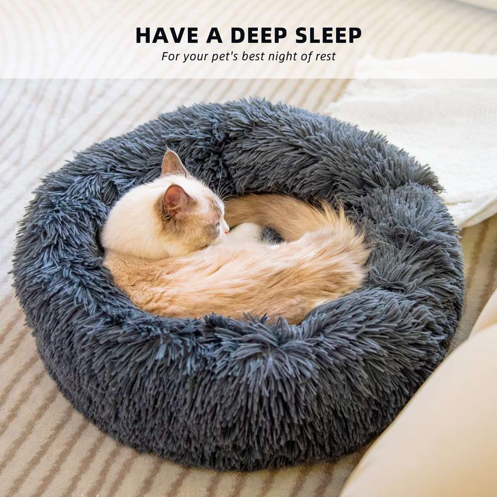 Pet Beds Anti Anxiety Fluffy With Anti-Slip & Water-Resistant Bottom Washable Calming - Minihomy