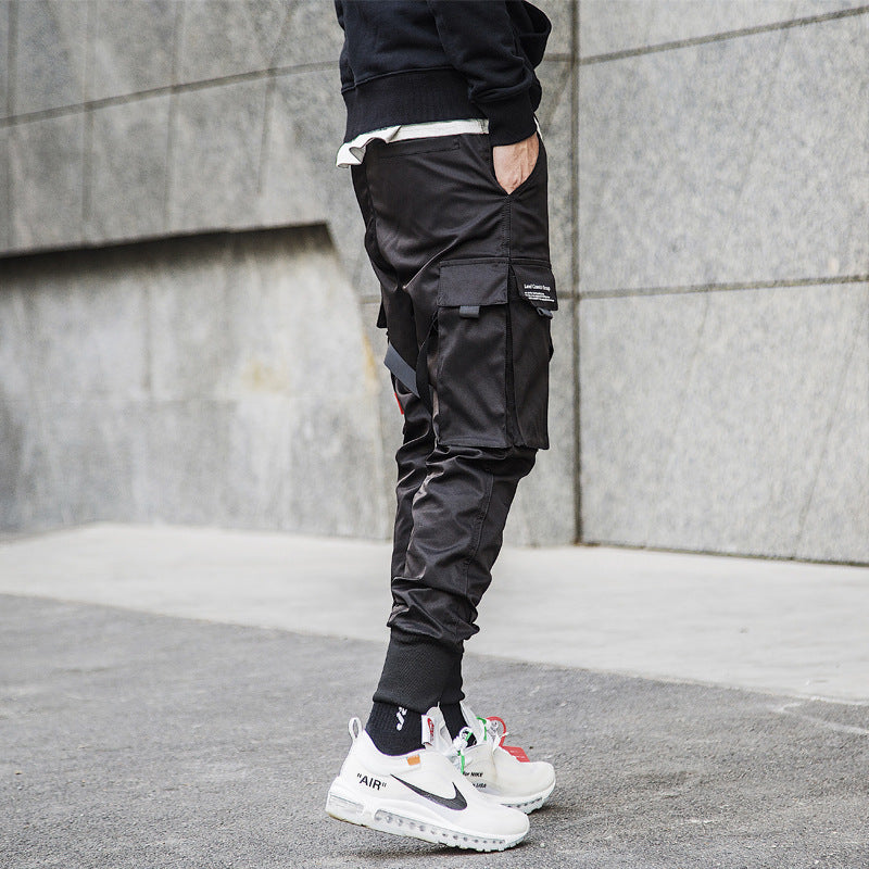 Joggers Cargo Pants for Men Casual Hip Hop Hit Color Pocket Male Trousers - Minihomy