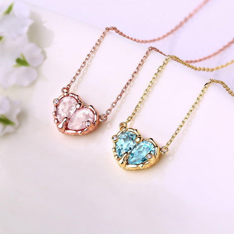 Women's Heart Shaped Crystal Necklace