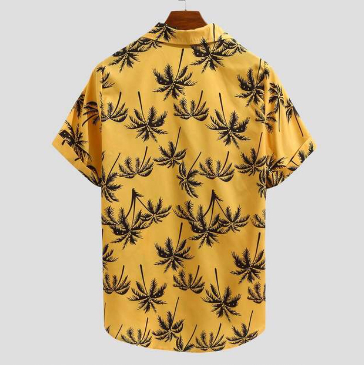 Hawaiian Holiday Print Button Casual Short Sleeve Shirt