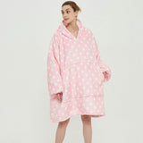 Ovesized Wearable Blanket Hoodie Winter Cute Print Fleece Sleepwaer Warm And Cozy Sofa Homewaer