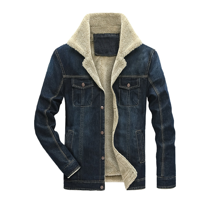 Mens Jeans Jacket Thick Warm Winter Outwear - Minihomy