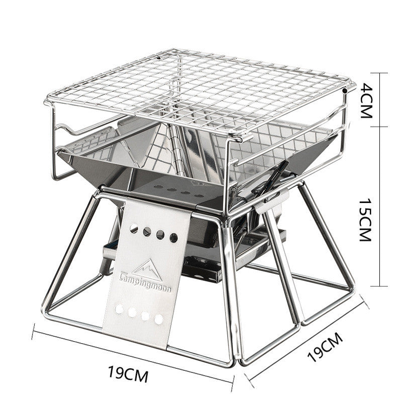 Portable Stainless Steel BBQ Grill Non-stick Surface Folding Barbecue Grill Outdoor Camping Picnic Tool - Minihomy