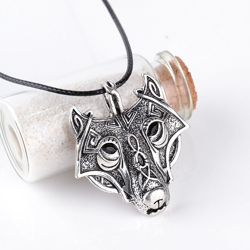 2021 Fashion Norse Vikings Pendant Necklace Norse Wolf Head Necklace Original Animal Jewelry Wolf Head hange - Minihomy