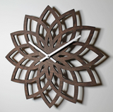 Natural Peach Wooden Lotus Modern Wall Clock